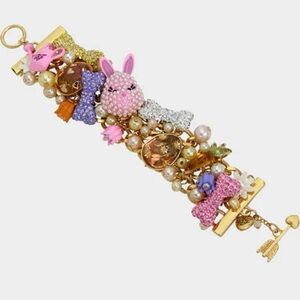 BETSEY JOHNSON Easter Spring Holiday Bunny Rabbit Egg Fun Charm Bracelet NEW NWT